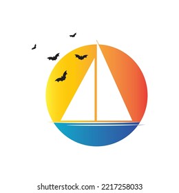 Sail boat logo template vector