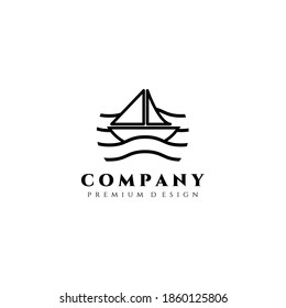 sail boat logo vector illustration design , line art sail logo template minimalist