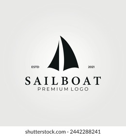 sail boat logo vector illustration design, simple vintage design logo