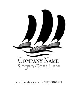 Sail boat logo, vector logo template, boat shaped ship logo - creative sailing boat logo