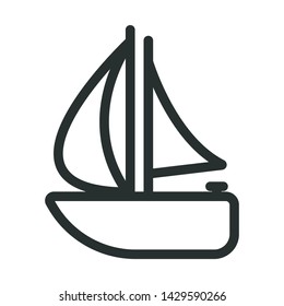sail boat - minimal line web icon. simple vector illustration. concept for infographic, website or app.