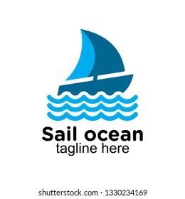 sail boat on ocean logo design inspiration, clip art vector
