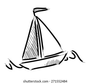 Sail boat on water icon isolated on white background