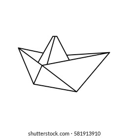 Sail boat origami icon vector illustration graphic design