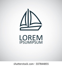 sail boat outline, thin, flat, digital icon for web and mobile