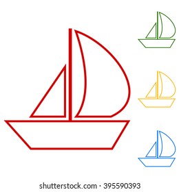 Sail Boat. Set of line icons