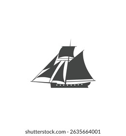 Sail boat ship silhouette Icon flat vector design