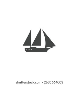Sail boat Ship silhouette Icon flat vector design