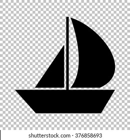 Sail Boat sign. Flat style icon on transparent background