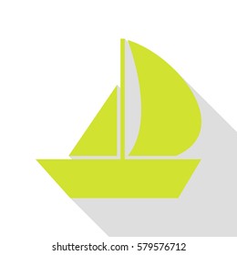 Sail Boat sign. Pear icon with flat style shadow path.