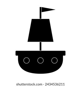 Sail boat silhouette icon vector illustration. Black contour of small ship isolated on white background.