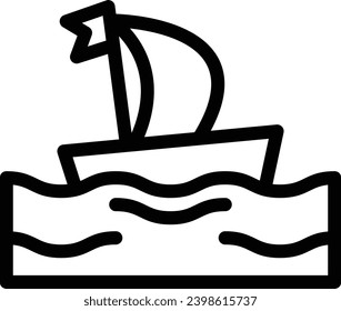 sail boat single vector line icon