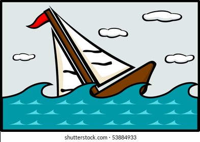 sail boat sinking in turbulent waters