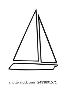 Sail boat symbol, simple style outline silhouette icon. Vector illustration isolated on white background