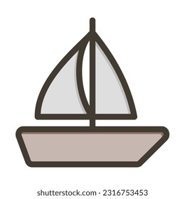Sail Boat Thick Line Filled Colors For Personal And Commercial Use.
