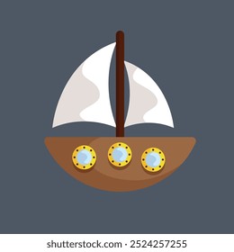 sail boat toy in flat vector design.