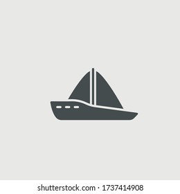 Señal de icono del vector de embarcación de vela