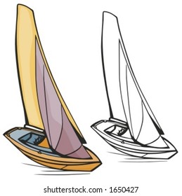 Sail boat. Vector illustration