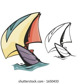 Sail boat. Vector illustration