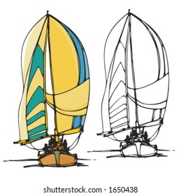 Sail boat. Vector illustration