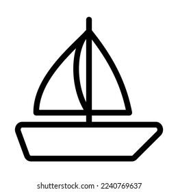 Sail Boat Vector Line Icon Design