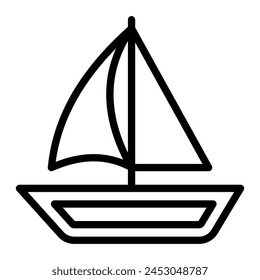 Diseño de iconos de línea de Vector de barco de vela
