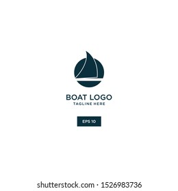 Sail Boat vector logo concept, travel logo template 