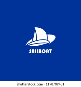 Sail boat - vector logo template concept illustration
