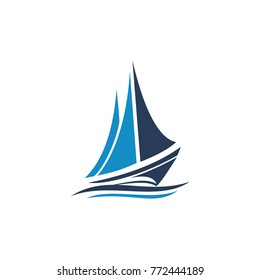 Sail boat - vector logo template concept illustration. Ship sign. Design element.