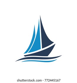 Sail boat - vector logo template concept illustration. Ship sign. Design element.
