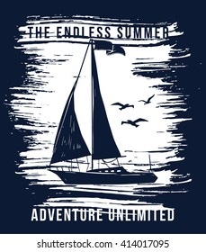 Sail boat vector t-shirt graphic design