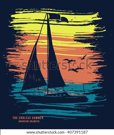 Sail Boat Vector Tshirt Graphic Design Stock Vector ...