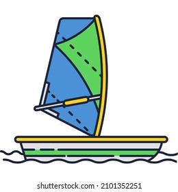 Sail boat vector. Yacht ship icon. Sea sailboat flat design. Wind surfing and yachting, water regatta logo isolated. Marine vessel transport, navy transportation