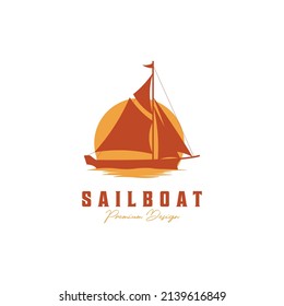 Sail boat vintage logo vector illustration design template inspiration, Sail boat logo template inspiration