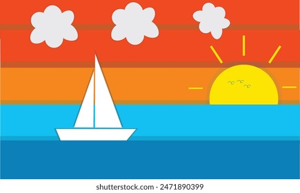 Sail boat wallpaper vector illustration work for use.