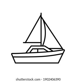 Sail Boat water transportation line icon