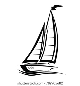 sail boat , wave, vector