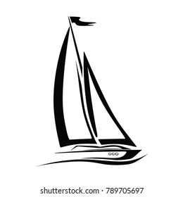 sail boat , wave, vector