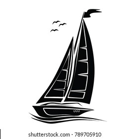 Sail boat , wave, vector