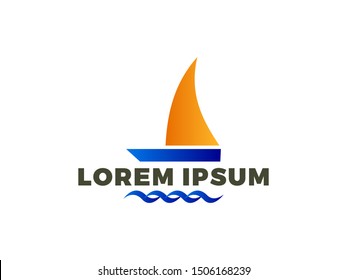 Sail Boat Waves Logo, vector logo concept, travel logo template