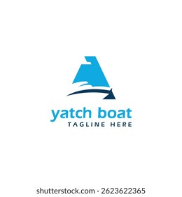 Sail Boat yacht letter a ship logo design modern minimal creative art