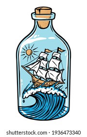 Sail in a bottle vector illustration