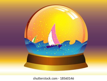 sail in christal ball, vector