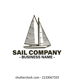 sail company hand drawn design logo vector