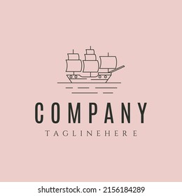 sail company line art logo vector symbol illustration design