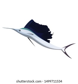 Sail Fish Vector Illustration Isolated On White Background