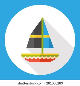 sail flat icon with long shadow