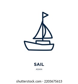 sail icon from asian collection. Thin linear sail, travel, boat outline icon isolated on white background. Line vector sail sign, symbol for web and mobile