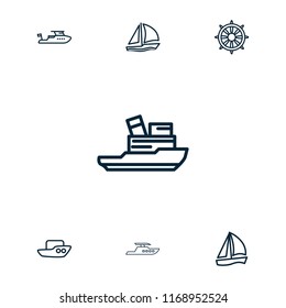 Sail icon. collection of 7 sail outline icons such as boat, sailboat. editable sail icons for web and mobile.