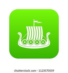 Sail icon green vector isolated on white background